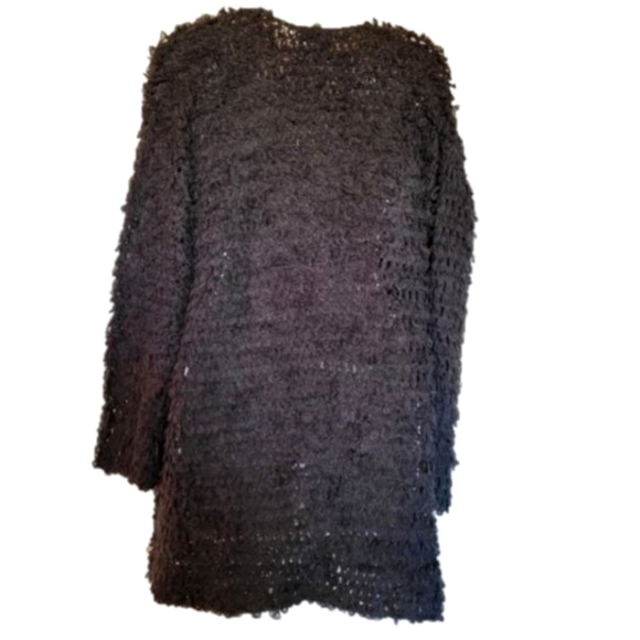 FOREVER 21 Women's Black Looped Open Front Sweater Cardigan Size Small NWOT - Picture 2 of 4